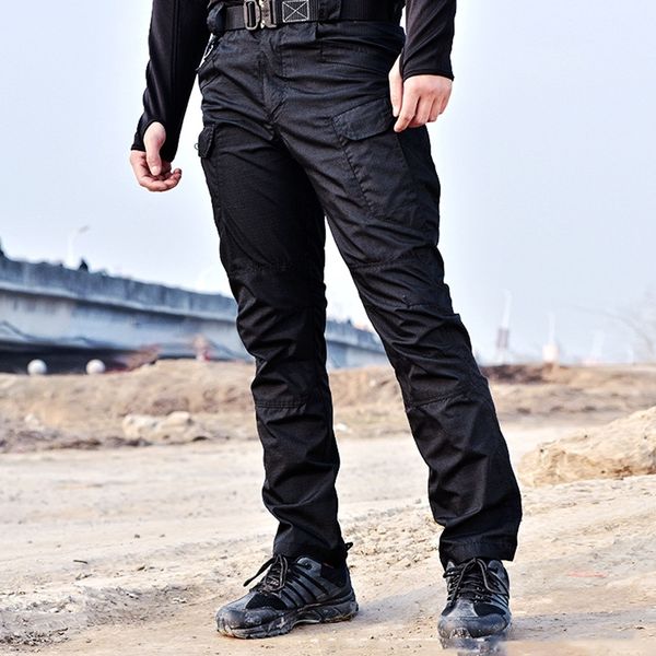 

tactical pants military men cargo pants full length many pockets trouser hunter field combat woodland swat army airsoft clothes 201113, Black