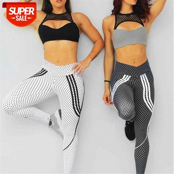 

2 styles women spot printing outdoor sporting high waist leggings new style sportswear elastic force slim leggings for ladies #jl73, Black;white