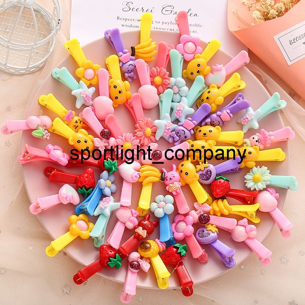 

2022 random girls cute cartoon animal fruit hairpins children sweet hair clip barrettes headband kids fashion hair accessories, Slivery;white
