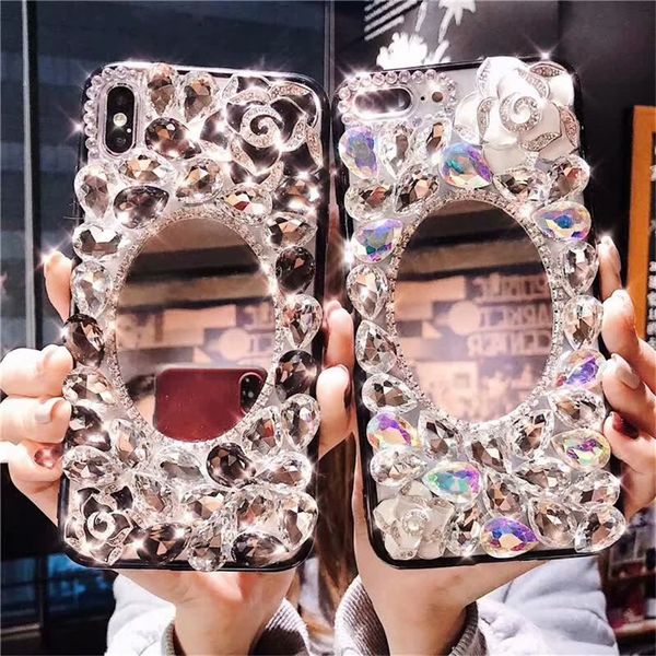 

luxury bling crystal diamond color clear back rhinestone phone case cover for iphone 11 12 pro max x xr xs max case 6s 7 8 plus