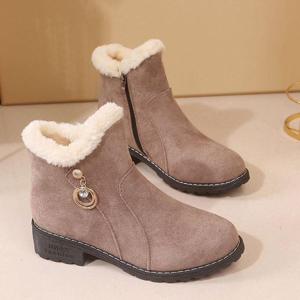 

fashion short boots women's thick-soled cotton shoes winter new plus velvet ankle boots woman wedges soft-soled ladies snow boot, Black