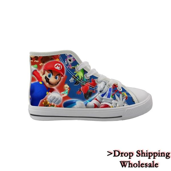 

новые 2020 дети кроссовки для мальчиков детские sonic the hedgehog кроссовки high top холст обувь для малышей девочек детей dropshipping, Black