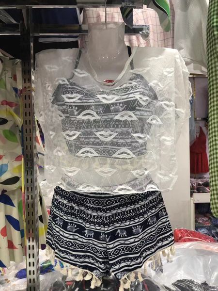 

2021 new women's bikini three piece split net red spring swimsuit, White;black