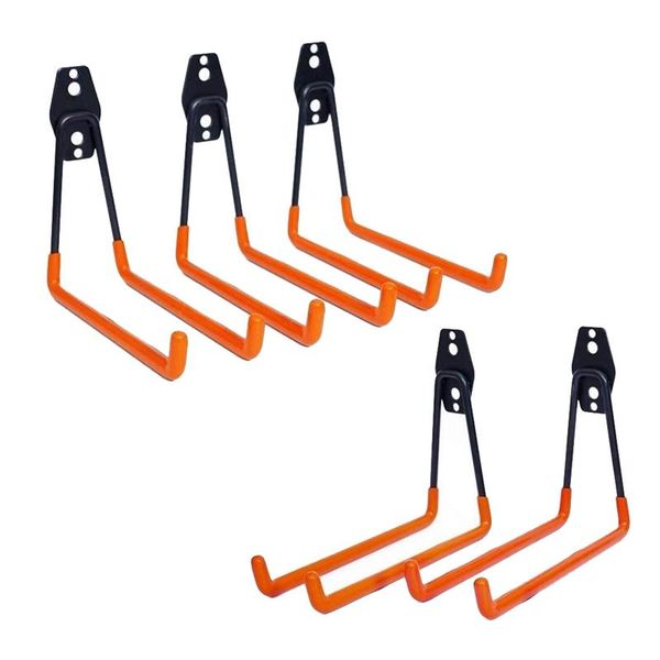 

5 pack heavy duty garage storage hooks for ladders & tools, wall mount garage hanger organizer with anti-slip coating