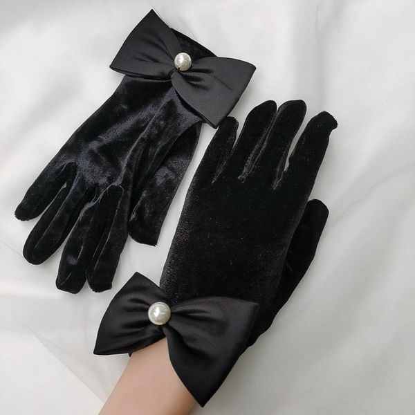 

black women gloves velvet bridal gloves lady's elastic club performance formal wedding party dress glove finger guantes h jllcyz, White