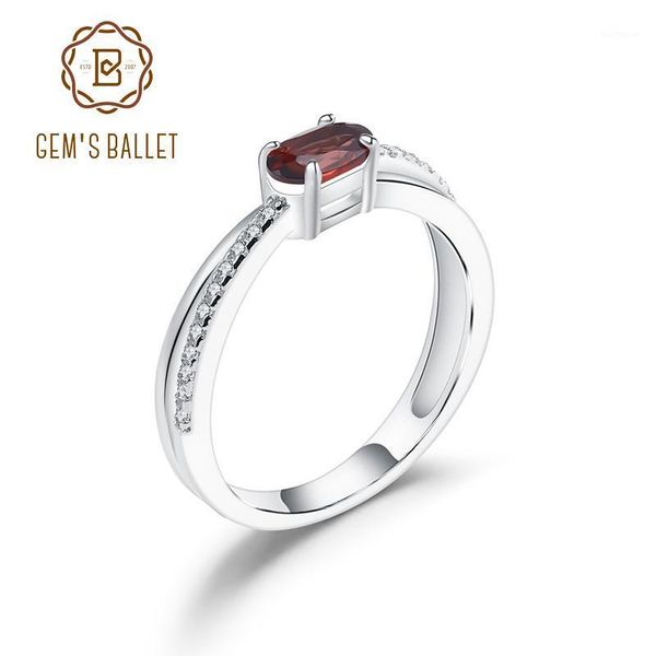 

gem's ballet classic oval natural red garnet rings for women real 925 sterling silver gemstone ring birthstone girl gift jewelry1, Golden;silver