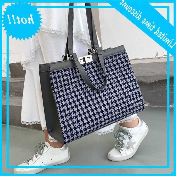 

vintage houndstooth large handbags women shoulder 2020 luxury design big casual totes ladies crossbody bags female purses