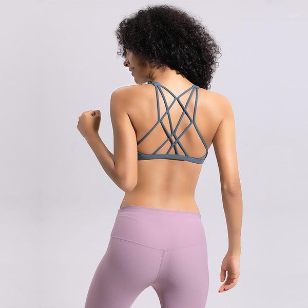 

high impact cross straps sports bra women yoga running fitness padded sportswear push up workout training bra1, White;black
