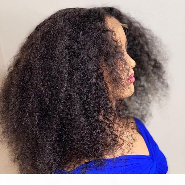 

13x4 короткий парик боб kinky завитые 150% фронта шнурка человеческих волос парики для женщин бразильского remy glueless pre сорванные с вол, Black;brown