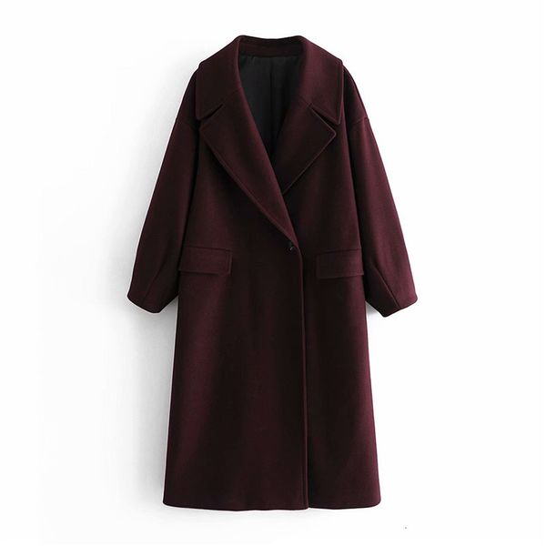 

2020 winter new thickened medium and long woolen one button coat female 8317694, Black
