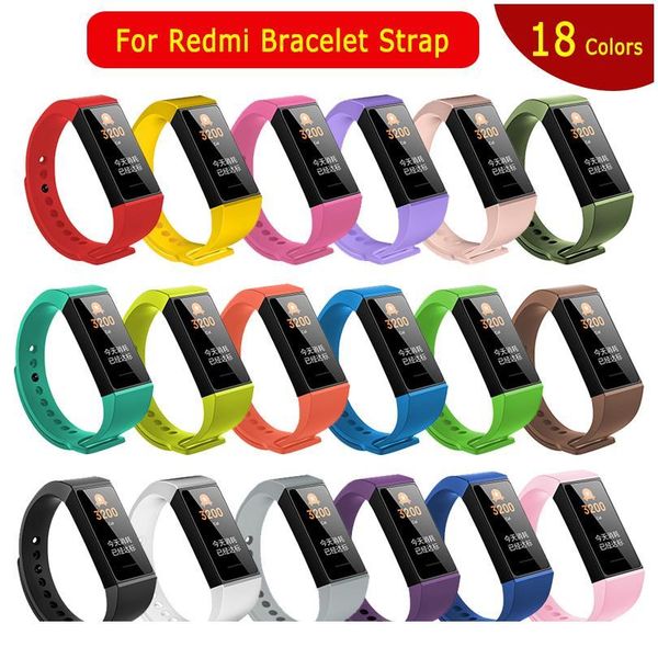 

new 2020 sile band for redmi smart bracelet replacement wristband for xiaomi redmi band sports wristband 18 colors jllnee, Black;brown