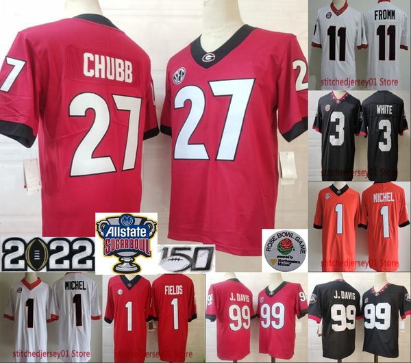 

2022 georgia bulldogs jersey 19 brock bowers 27 chubb 84 mcconkey 99 davis 34 herschel walker 7 swift 1 pickens 98 blankenship ncaa mens jer, Black