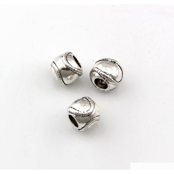 

100pcs antique silver zinc alloy sports baseball spacers large hole beads for jewelry making bracelet necklace diy accessories f-1 uly7i, Bronze;silver
