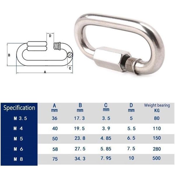 

lock screw climbing gear carabiner quick links safety snap hook carabiner travel kit camping equipment high jllqsz