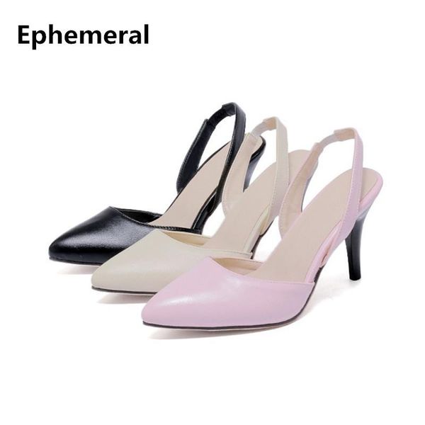 

лучшее качество элегантный размер назад ремешок plus 42 43 plainthin высокий каблук сандалии red bottom женщины заостренный носок насосы sti, Black