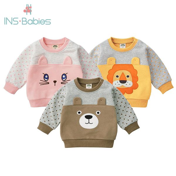 

the lion newborn baby boys girls winter cute sweater baby long sleeved casual t-shirt 1-2y children cartoon clothes 201014, Black