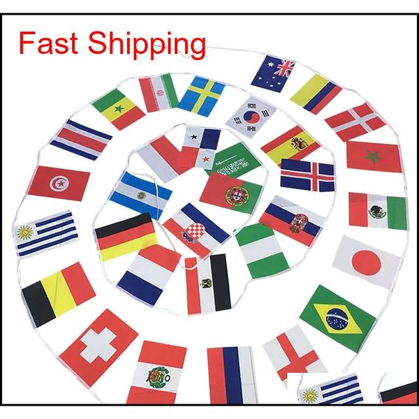 

2018 russia world cup bunting flags all 32 teams 9m bar string flags 14 x21cm 20*30cm decoration world cup nation flags b7tln
