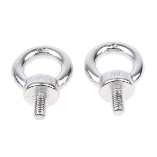 

2 pieces m6 304 stainless steel lifting eye bolts ring screws, marine grade