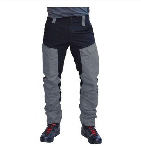 

sports long cargo pants casual men fashion color block multi pockets work trousers for hiking sport pants m2dk, Black