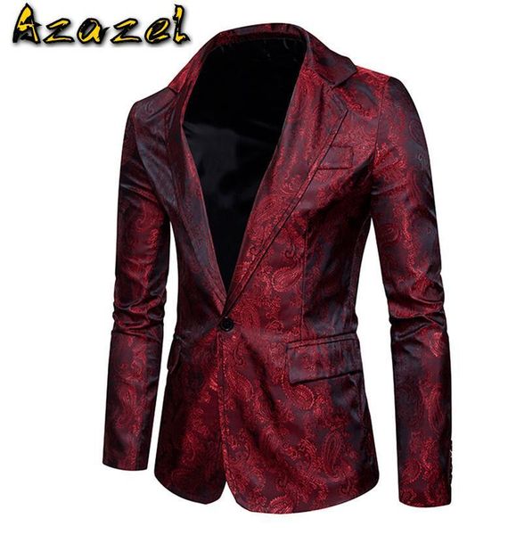 

men's suits & blazers azazel 2021 spring summer style casual cashew blazer suit mens korean fashion printing coat male jackets s-2xl, White;black