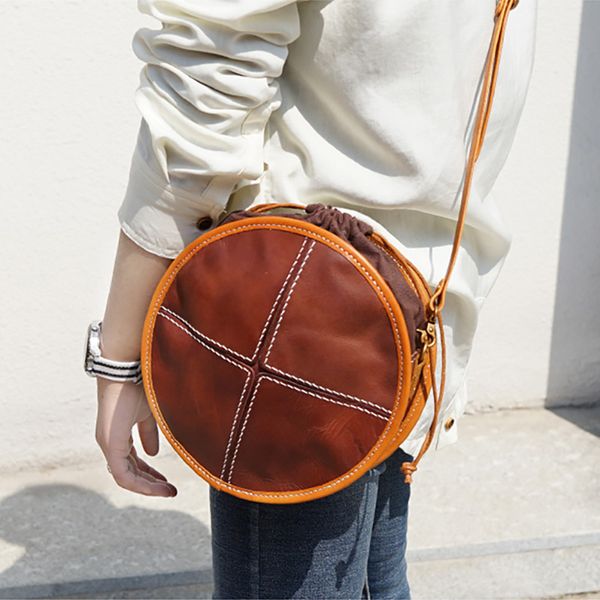

2022 hbp aetoo hand-ed fashion shoulder oblique back women round drum bag