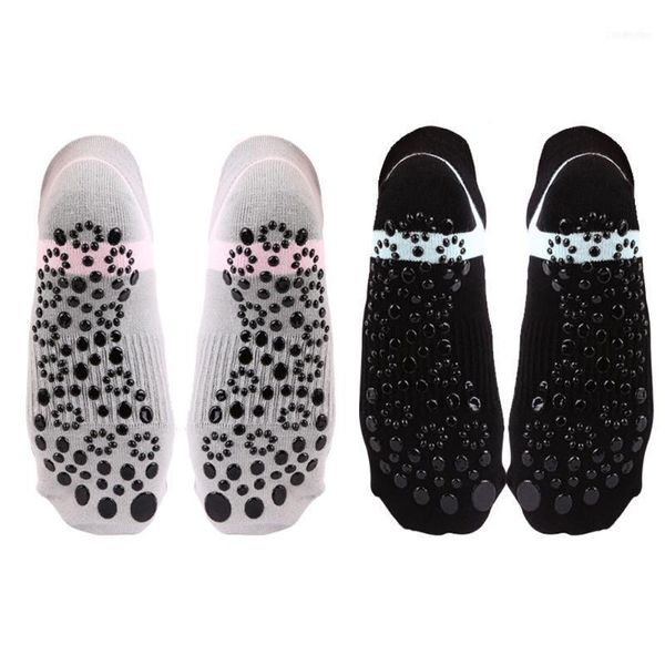 Meias de esportes 2/4 pares outono inverno yoga mulheres silicone algodão antiderrapante para pilates ballet