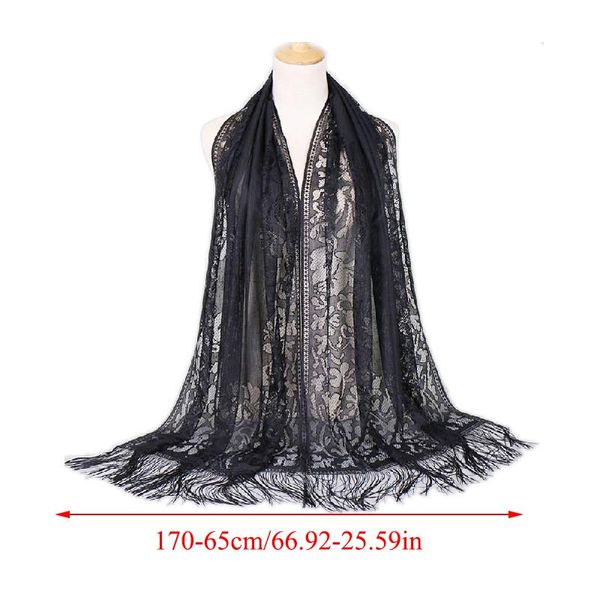 

elegant pure color scarves tassel shawl female 170*65cm hollow lace party bride bridesmaid mesh yarn temperament evening scarf q sqcjku