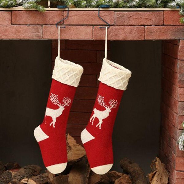

christmas decoration knit elk stockings sock candy gift bag xmas tree ornaments x4yd