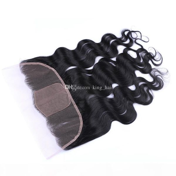 

body wave 9a human hair silk base lace frontal closure with baby hair ear to ear bleached knots closure, Black;brown