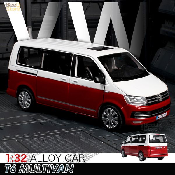 Горячая распродажа 1:32 VW Multvian T6 коммерческий автомобильный сплав модель Highight Simulation 1/32 Грузовик ван выдвижной звуковой свет Вытяните игрушки LJ200930