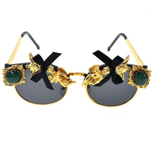 

sunglasses oversized green crystals women designer baroque retro vintage cateye sun glasses shades angel eyewear1, White;black