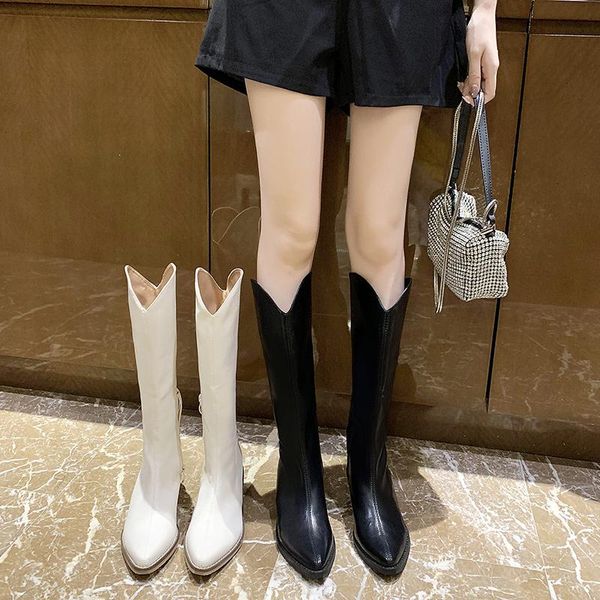 

женщина плоского boots сексуального бедро высоких каблуки высокая сексуальная женщина обувь осень зима обувь круглый toe boots женщина-люкс, Black