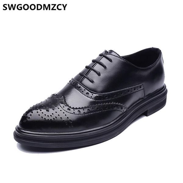 

coiffeur brogue shoes men office mens formal shoes genuine leather italian brand elegant for men wedding dress buty meskie, Black