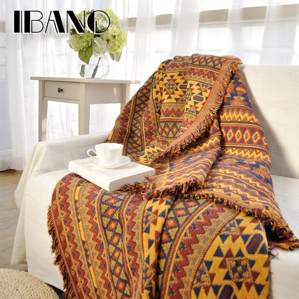

ibano cotton sofa blanket cover throw blanket home decorative beed sheet floor mat 130x180cm thread with tassel vintage