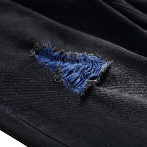 

fashion ripped men's casual street-mounted motorcycle denim jeans men blue