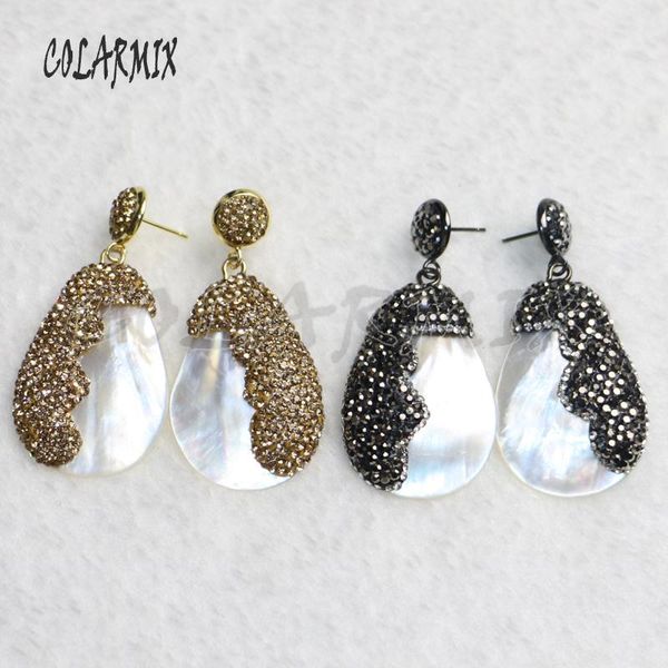 

6 пар белый корпус серьги pave горный хрусталь оболочки камень серьги смешивать цвета ювелирных изделий способа ювелирных изделий gift7109, Silver