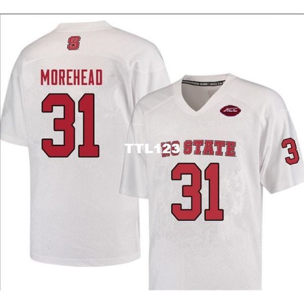 

2019 new 3421 nc state wolfpack jarius morehead #31 real full embroidery college jersey size s-4xl or custom any name or number jersey, Black
