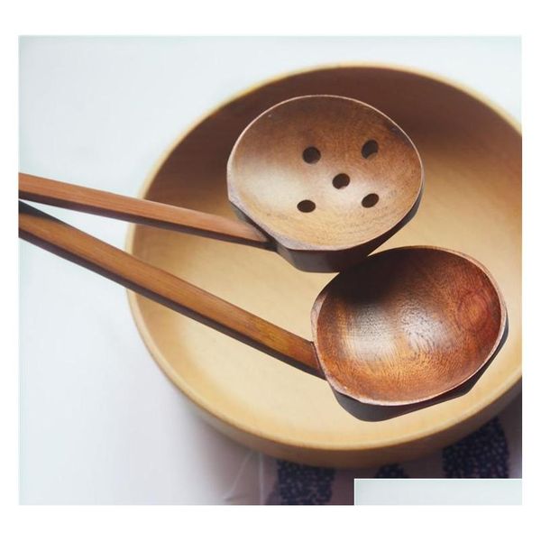 

2 styles woodenturtle soup spoon colander wood tableware japanese style ramen wooden long handle p sqclsv wphome