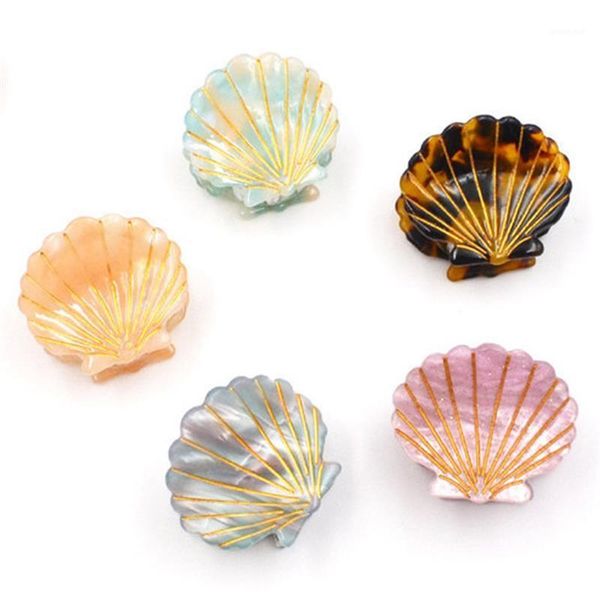 

coxeer 1pc colorful jaw clip mini creative shell decor fashion non-slip claw clip hair clamp for girls women hair accessories1, Slivery;white
