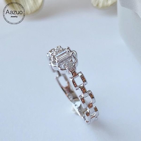 

aazuo ins style 18k orignal white gold real diamonds fashion lock chains ring for woman engagement ring senior party sale, Golden;silver