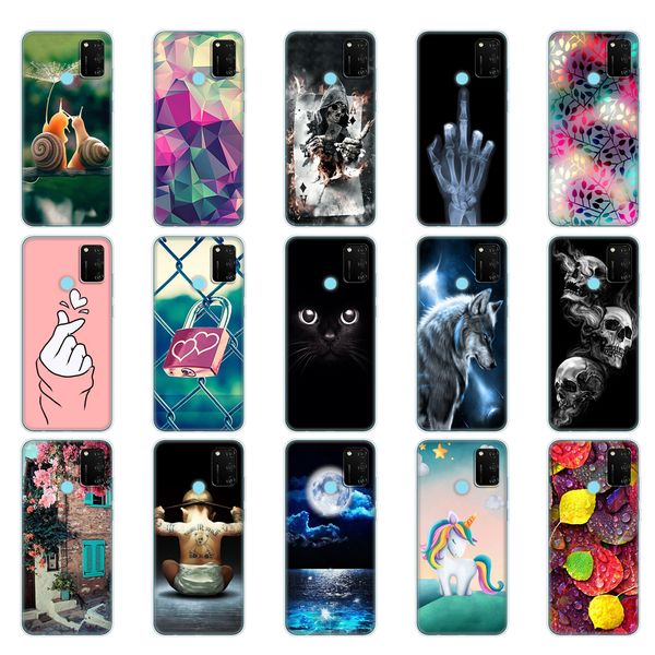 

silicon for case 6.3" soft tpu phone cover on huawei honor 9a 9 a moa-lx9n back bag funda shell cat tiger flower