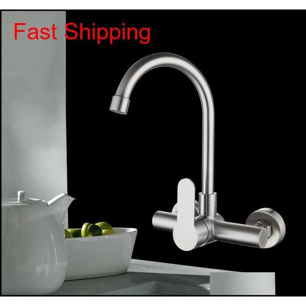 

kitchen faucet stainless steel bathroom basin sink tap wall mounted 360 degree swivel double hole cold qylcsj dh_seller2010
