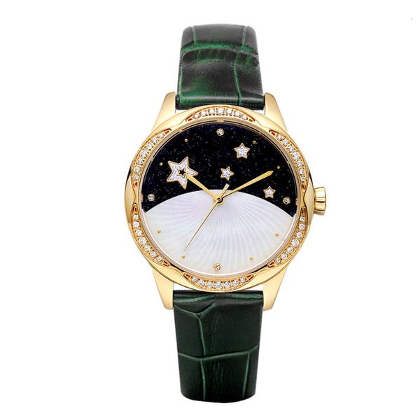 

new japane movement quartz waterproof fashion diamond inlaid small green women's