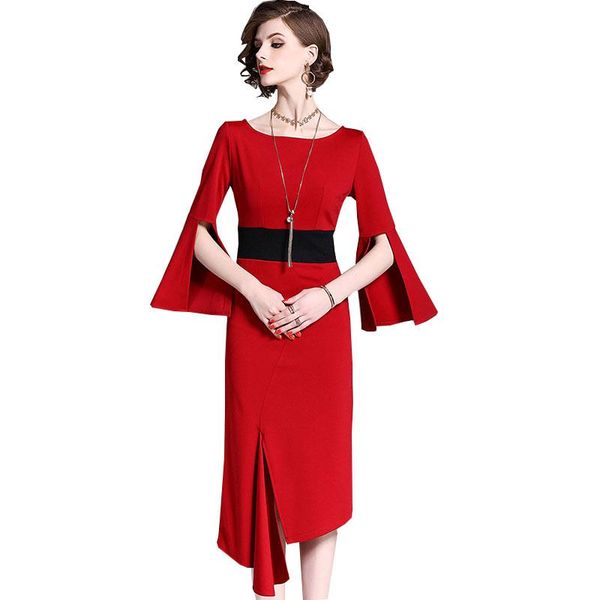 

irregular spring summer long sleeve tunic dress women vestidos vintage 2020 elegant bandage party woman dresses vestido 597, Black;gray