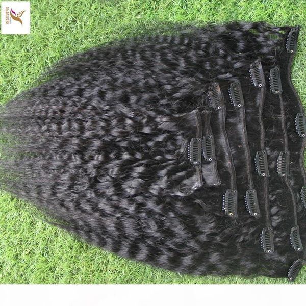 

black color mongolian afro kinky curly weave remy hair extensions 10-30 inchs clip in human hair extensions 7pcs set 100g clip in hair