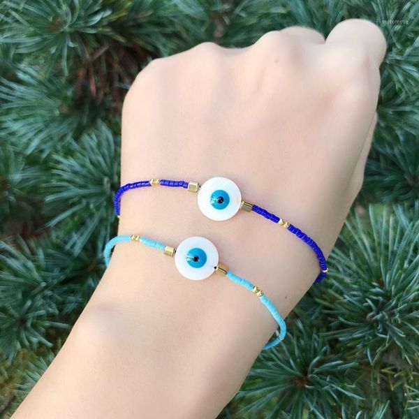 

charm bracelets fashion turkey evil eye shell bracelet women boho blue beads crystal stone jewelry romantic pursera1, Golden;silver
