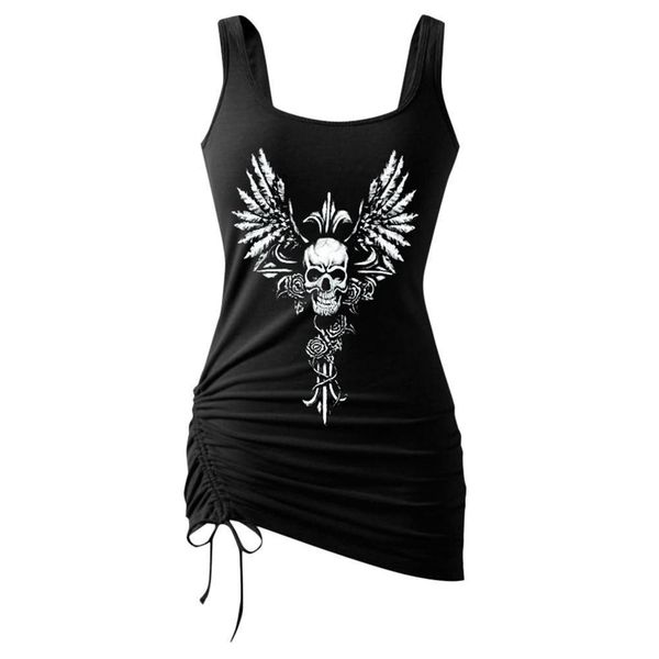 

2021 ladies plus size casual t shirt round neck sleeveless tank halloween shirt halter printed fashion shirt, White