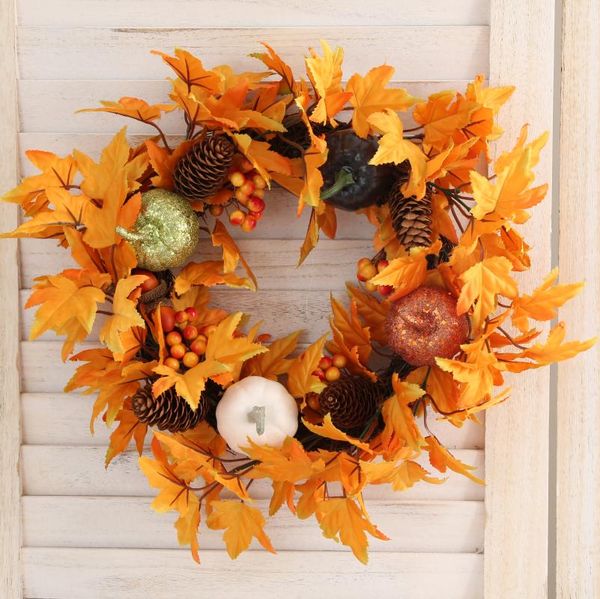

halloween wreath pumpkin decoration thanksgiving day front door wall hanging tool