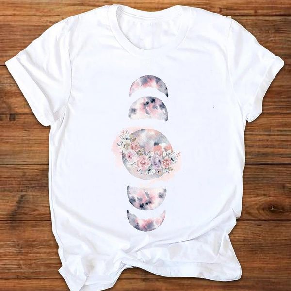 

women graphic cartoon floral space universe 90s ladies printing print clothes lady tees female t shirt womens t-shirt, White