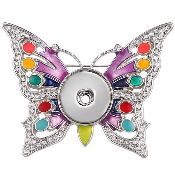 

new snap button brooch jewelry crystal butterfly pins brooch fit 18mm snap button jewelry for women weddings brooches p bbygue, Gray
